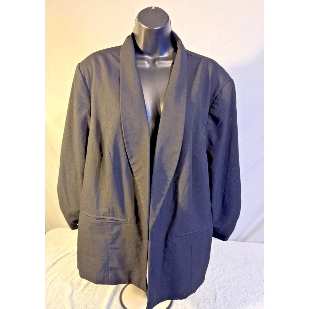 Scandi Goth Women’s Plus 3X Basic Black Blazer Suit Jacket Capsule Staple Office